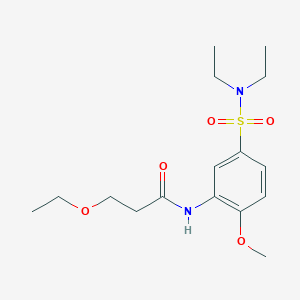 molecular formula C16H26N2O5S B4185823 N-[5-(diethylsulfamoyl)-2-methoxyphenyl]-3-ethoxypropanamide 