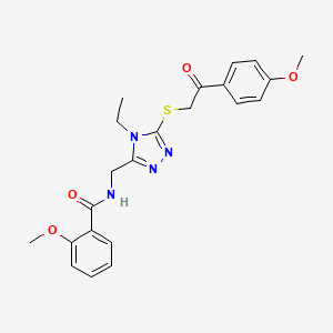 molecular formula C22H24N4O4S B4186068 N-[(4-ethyl-5-{[2-(4-methoxyphenyl)-2-oxoethyl]sulfanyl}-4H-1,2,4-triazol-3-yl)methyl]-2-methoxybenzamide 