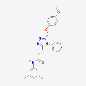 molecular formula C26H26N4O3S B418618 N-(3,5-Dimethylphenyl)-2-((5-((4-methoxyphenoxy)methyl)-4-phenyl-4H-1,2,4-triazol-3-yl)thio)acetamide CAS No. 332912-52-4
