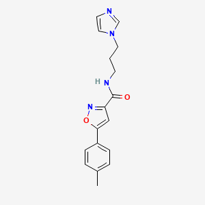 molecular formula C17H18N4O2 B4186188 N-[3-(1H-imidazol-1-yl)propyl]-5-(4-methylphenyl)-1,2-oxazole-3-carboxamide 