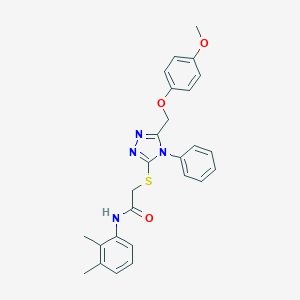 molecular formula C26H26N4O3S B418624 N-(2,3-Dimethylphenyl)-2-((5-((4-methoxyphenoxy)methyl)-4-phenyl-4H-1,2,4-triazol-3-yl)thio)acetamide CAS No. 332912-60-4
