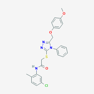 molecular formula C25H23ClN4O3S B418631 N-(5-Chloro-2-methylphenyl)-2-((5-((4-methoxyphenoxy)methyl)-4-phenyl-4H-1,2,4-triazol-3-yl)thio)acetamide CAS No. 332912-74-0