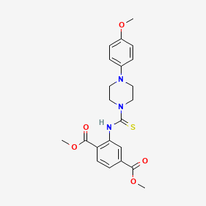 molecular formula C22H25N3O5S B4186491 Dimethyl 2-({[4-(4-methoxyphenyl)piperazin-1-yl]carbonothioyl}amino)terephthalate 