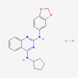 molecular formula C20H21ClN4O2 B4186558 2-N-(1,3-benzodioxol-5-yl)-4-N-cyclopentylquinazoline-2,4-diamine;hydrochloride 