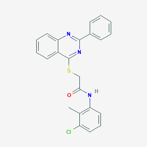 molecular formula C23H18ClN3OS B418666 N-(3-Chloro-2-methylphenyl)-2-((2-phenylquinazolin-4-yl)thio)acetamide CAS No. 332914-46-2