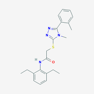 molecular formula C22H26N4OS B418680 N-(2,6-diethylphenyl)-2-{[4-methyl-5-(2-methylphenyl)-4H-1,2,4-triazol-3-yl]sulfanyl}acetamide 