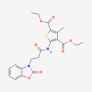 molecular formula C21H22N2O7S B4186967 diethyl 3-methyl-5-{[3-(2-oxo-1,3-benzoxazol-3(2H)-yl)propanoyl]amino}thiophene-2,4-dicarboxylate 
