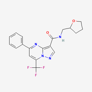 molecular formula C19H17F3N4O2 B4187042 N-(oxolan-2-ylmethyl)-5-phenyl-7-(trifluoromethyl)pyrazolo[1,5-a]pyrimidine-3-carboxamide 
