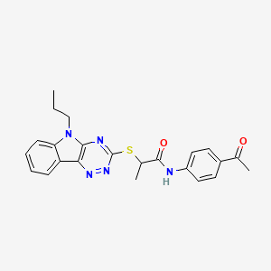 molecular formula C23H23N5O2S B4187058 N-(4-acetylphenyl)-2-[(5-propyl-5H-[1,2,4]triazino[5,6-b]indol-3-yl)sulfanyl]propanamide 