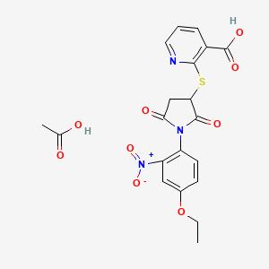 molecular formula C20H19N3O9S B4187092 Acetic acid;2-[1-(4-ethoxy-2-nitrophenyl)-2,5-dioxopyrrolidin-3-yl]sulfanylpyridine-3-carboxylic acid 