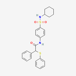 molecular formula C26H28N2O3S2 B4187225 N-[4-(cyclohexylsulfamoyl)phenyl]-2-phenyl-2-(phenylsulfanyl)acetamide 