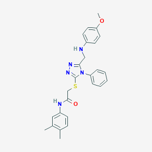 molecular formula C26H27N5O2S B418742 N-(3,4-dimethylphenyl)-2-({5-[(4-methoxyanilino)methyl]-4-phenyl-4H-1,2,4-triazol-3-yl}sulfanyl)acetamide 