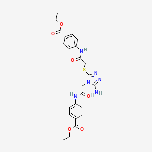 molecular formula C24H26N6O6S B4187505 ethyl 4-(2-((5-amino-4-(2-((4-(ethoxycarbonyl)phenyl)amino)-2-oxoethyl)-4H-1,2,4-triazol-3-yl)thio)acetamido)benzoate 