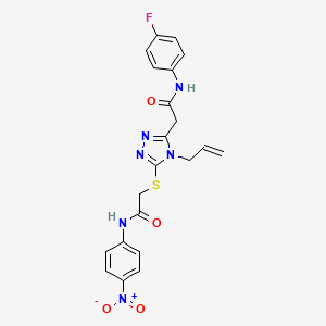molecular formula C21H19FN6O4S B4187669 2-{[5-{2-[(4-fluorophenyl)amino]-2-oxoethyl}-4-(prop-2-en-1-yl)-4H-1,2,4-triazol-3-yl]sulfanyl}-N-(4-nitrophenyl)acetamide 