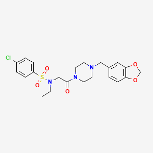 molecular formula C22H26ClN3O5S B4187693 N-{2-[4-(1,3-benzodioxol-5-ylmethyl)piperazin-1-yl]-2-oxoethyl}-4-chloro-N-ethylbenzenesulfonamide 
