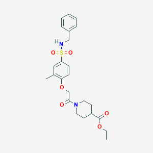 molecular formula C24H30N2O6S B4187788 ETHYL 1-{2-[4-(BENZYLSULFAMOYL)-2-METHYLPHENOXY]ACETYL}PIPERIDINE-4-CARBOXYLATE 
