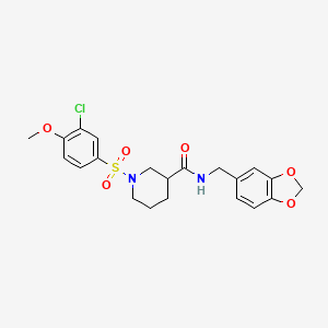 molecular formula C21H23ClN2O6S B4187839 N-[(2H-1,3-BENZODIOXOL-5-YL)METHYL]-1-(3-CHLORO-4-METHOXYBENZENESULFONYL)PIPERIDINE-3-CARBOXAMIDE 