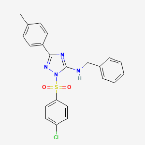 molecular formula C22H19ClN4O2S B4187927 N-benzyl-2-(4-chlorophenyl)sulfonyl-5-(4-methylphenyl)-1,2,4-triazol-3-amine 
