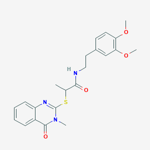 molecular formula C22H25N3O4S B4188026 N-[2-(3,4-dimethoxyphenyl)ethyl]-2-[(3-methyl-4-oxo-3,4-dihydroquinazolin-2-yl)sulfanyl]propanamide 