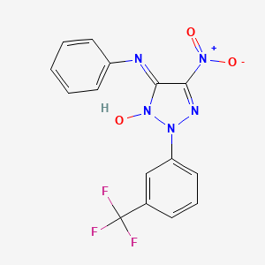 molecular formula C15H10F3N5O3 B4188182 4-Nitro-5-(phenylamino)-2-[3-(trifluoromethyl)phenyl]-2H-1,2,3-triazol-1-ium-1-olate 