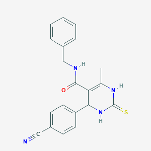 molecular formula C20H18N4OS B4188270 N-benzyl-4-(4-cyanophenyl)-6-methyl-2-thioxo-1,2,3,4-tetrahydropyrimidine-5-carboxamide 