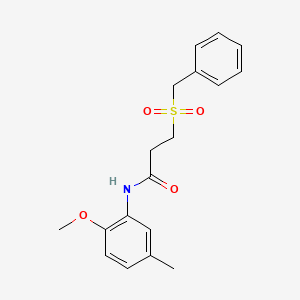 molecular formula C18H21NO4S B4188297 N-(2-METHOXY-5-METHYLPHENYL)-3-PHENYLMETHANESULFONYLPROPANAMIDE 
