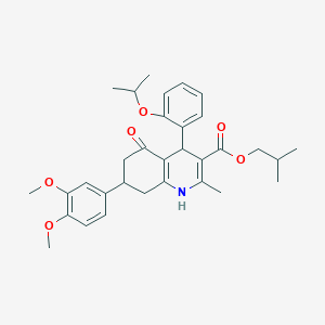 molecular formula C32H39NO6 B418830 Isobutyl 7-(3,4-dimethoxyphenyl)-4-(2-isopropoxyphenyl)-2-methyl-5-oxo-1,4,5,6,7,8-hexahydro-3-quinolinecarboxylate 