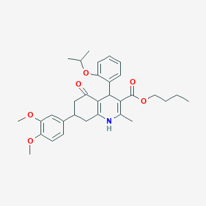 molecular formula C32H39NO6 B418832 Butyl 7-(3,4-dimethoxyphenyl)-4-(2-isopropoxyphenyl)-2-methyl-5-oxo-1,4,5,6,7,8-hexahydro-3-quinolinecarboxylate 