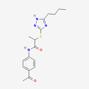 molecular formula C17H22N4O2S B4188402 N-(4-acetylphenyl)-2-[(5-butyl-1H-1,2,4-triazol-3-yl)sulfanyl]propanamide 