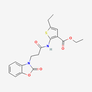 molecular formula C19H20N2O5S B4188425 ethyl 5-ethyl-2-{[3-(2-oxo-1,3-benzoxazol-3(2H)-yl)propanoyl]amino}thiophene-3-carboxylate 