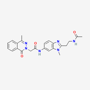 molecular formula C23H24N6O3 B4188615 N-{2-[2-(acetylamino)ethyl]-1-methyl-1H-benzimidazol-6-yl}-2-(4-methyl-1-oxo-2(1H)-phthalazinyl)acetamide 