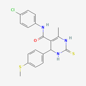 molecular formula C19H18ClN3OS2 B4188643 N-(4-chlorophenyl)-6-methyl-4-[4-(methylthio)phenyl]-2-thioxo-1,2,3,4-tetrahydro-5-pyrimidinecarboxamide 