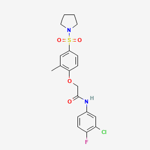 molecular formula C19H20ClFN2O4S B4188671 N-(3-CHLORO-4-FLUOROPHENYL)-2-[2-METHYL-4-(PYRROLIDINE-1-SULFONYL)PHENOXY]ACETAMIDE 