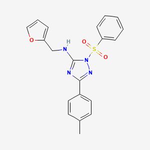 molecular formula C20H18N4O3S B4188730 2-(benzenesulfonyl)-N-(furan-2-ylmethyl)-5-(4-methylphenyl)-1,2,4-triazol-3-amine 