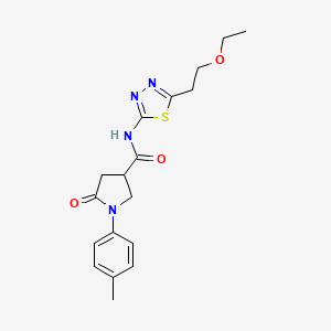 molecular formula C18H22N4O3S B4188756 N-[5-(2-ethoxyethyl)-1,3,4-thiadiazol-2-yl]-1-(4-methylphenyl)-5-oxopyrrolidine-3-carboxamide 