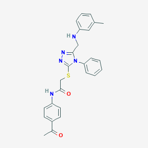 molecular formula C26H25N5O2S B418877 N-(4-Acetylphenyl)-2-((4-phenyl-5-((m-tolylamino)methyl)-4H-1,2,4-triazol-3-yl)thio)acetamide CAS No. 332930-03-7
