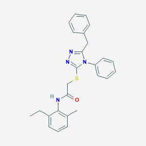 molecular formula C26H26N4OS B418886 2-((5-Benzyl-4-phenyl-4H-1,2,4-triazol-3-yl)thio)-N-(2-ethyl-6-methylphenyl)acetamide CAS No. 332922-56-2