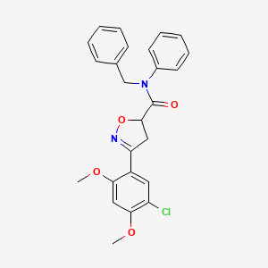 molecular formula C25H23ClN2O4 B4188920 N-benzyl-3-(5-chloro-2,4-dimethoxyphenyl)-N-phenyl-4,5-dihydro-1,2-oxazole-5-carboxamide 