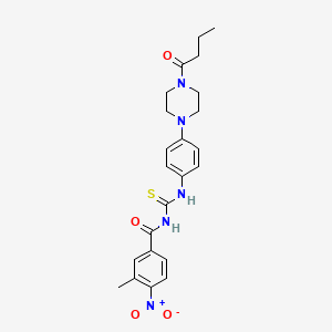 molecular formula C23H27N5O4S B4189021 N-({[4-(4-butyryl-1-piperazinyl)phenyl]amino}carbonothioyl)-3-methyl-4-nitrobenzamide 