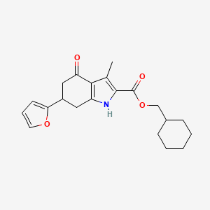 molecular formula C21H25NO4 B4189110 cyclohexylmethyl 6-(furan-2-yl)-3-methyl-4-oxo-4,5,6,7-tetrahydro-1H-indole-2-carboxylate 