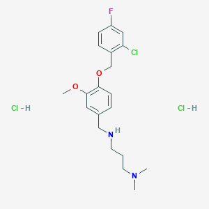 molecular formula C20H28Cl3FN2O2 B4189216 N-[[4-[(2-chloro-4-fluorophenyl)methoxy]-3-methoxyphenyl]methyl]-N',N'-dimethylpropane-1,3-diamine;dihydrochloride 
