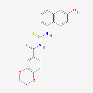 molecular formula C20H16N2O4S B4189252 N-[(6-hydroxynaphthalen-1-yl)carbamothioyl]-2,3-dihydro-1,4-benzodioxine-6-carboxamide 