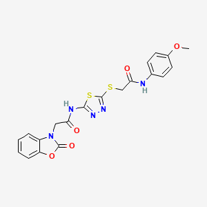 molecular formula C20H17N5O5S2 B4189628 N-[5-({2-[(4-methoxyphenyl)amino]-2-oxoethyl}sulfanyl)-1,3,4-thiadiazol-2-yl]-2-(2-oxo-1,3-benzoxazol-3(2H)-yl)acetamide 