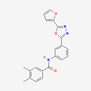 molecular formula C21H17N3O3 B4189684 N-{3-[5-(furan-2-yl)-1,3,4-oxadiazol-2-yl]phenyl}-3,4-dimethylbenzamide 