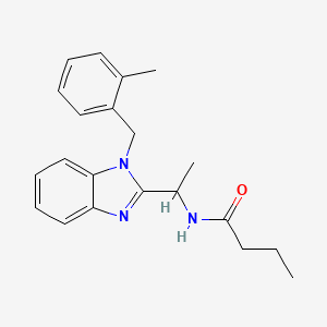 molecular formula C21H25N3O B4189843 N-(1-{1-[(2-methylphenyl)methyl]-1H-1,3-benzodiazol-2-yl}ethyl)butanamide 