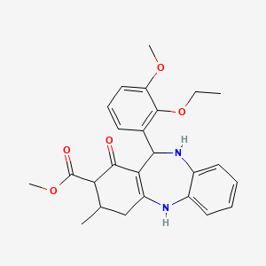 molecular formula C25H28N2O5 B4189880 methyl 11-(2-ethoxy-3-methoxyphenyl)-3-methyl-1-oxo-2,3,4,5,10,11-hexahydro-1H-dibenzo[b,e][1,4]diazepine-2-carboxylate 