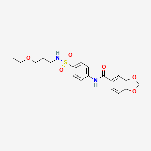 molecular formula C19H22N2O6S B4190065 N-{4-[(3-ETHOXYPROPYL)SULFAMOYL]PHENYL}-2H-1,3-BENZODIOXOLE-5-CARBOXAMIDE 