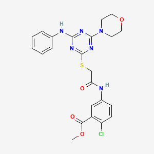 molecular formula C23H23ClN6O4S B4190253 Methyl 2-chloro-5-[({[4-(morpholin-4-yl)-6-(phenylamino)-1,3,5-triazin-2-yl]sulfanyl}acetyl)amino]benzoate 