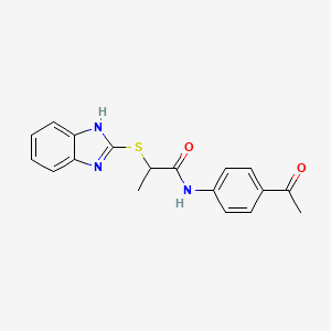 molecular formula C18H17N3O2S B4190303 N-(4-acetylphenyl)-2-(1H-benzimidazol-2-ylsulfanyl)propanamide 