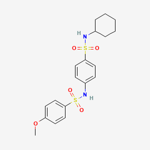 molecular formula C19H24N2O5S2 B4190385 N-CYCLOHEXYL-4-(4-METHOXYBENZENESULFONAMIDO)BENZENE-1-SULFONAMIDE 
